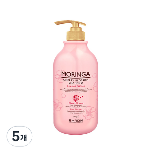 바론 모링가 샴푸 체리블라썸, 500g, 5개