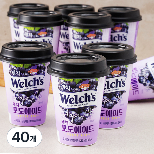 푸르밀 웰치 포도에이드, 250ml, 40개