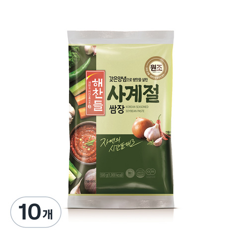 해찬들 사계절 쌈장 리필용, 500g, 10개