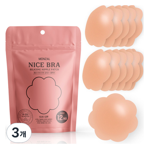 몽잘 나이스브라 실리콘 니플패치 7cm 12p, 3개