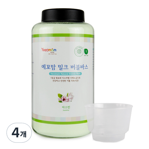 예꼬맘 밀크 버블바스 입욕제 자스민향 용기, 850g, 4개