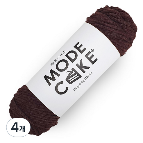 니뜨 모드 케이크 뜨개실 100g, 07 브라운, 4개
