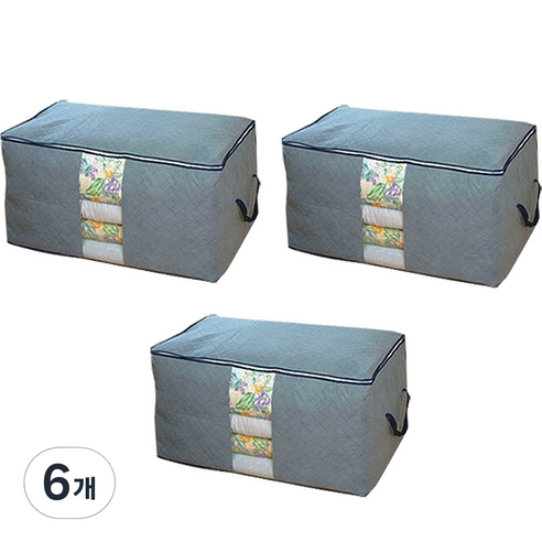 마이닝 대나무 숯 펠트 와이드 이불정리함 600 x 400 x 320 mm 73L, 6개, 그레이