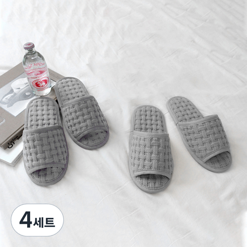 워셔블 컴피 면 거실화, 그레이, 4세트