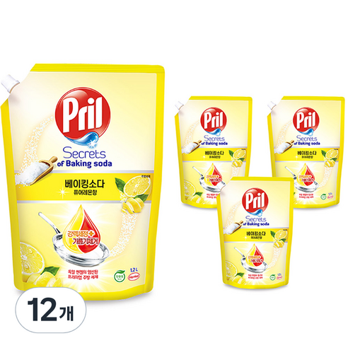 프릴 시크릿 오브 베이킹소다 퓨어레몬, 1.2L, 12개