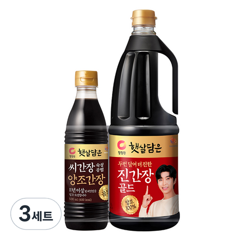 청정원 햇살담은 두번 달여 더 진한 진강장 골드 1.7L + 씨간장 골드 500ml 세트, 3세트