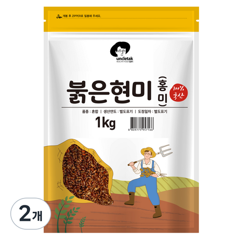 엉클탁 붉은현미, 1kg, 2개