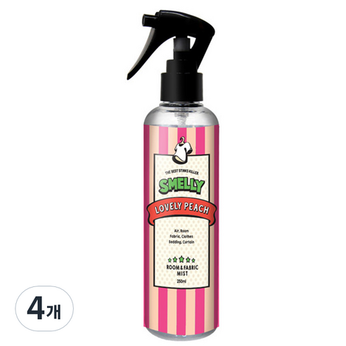 스멜리 룸앤패브릭 러블리피치 250ml, 4개, 과일/트로피칼향