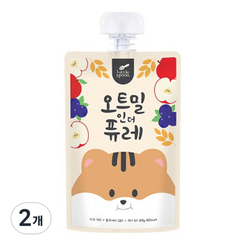 리틀스푼 오트밀인더퓨레, 혼합맛(사과/블루베리/귀리), 100g, 2개