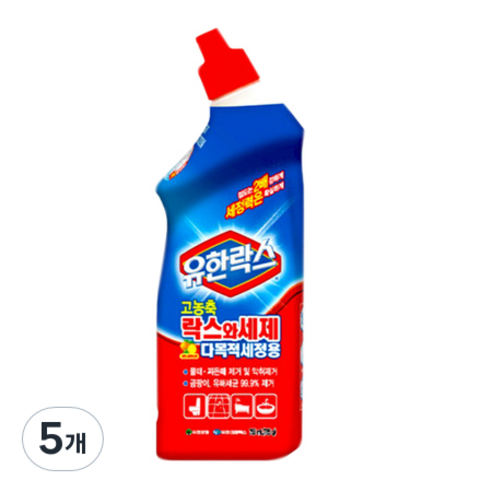 유한락스 고농축 락스와세제 다목적세정용, 5개, 755ml