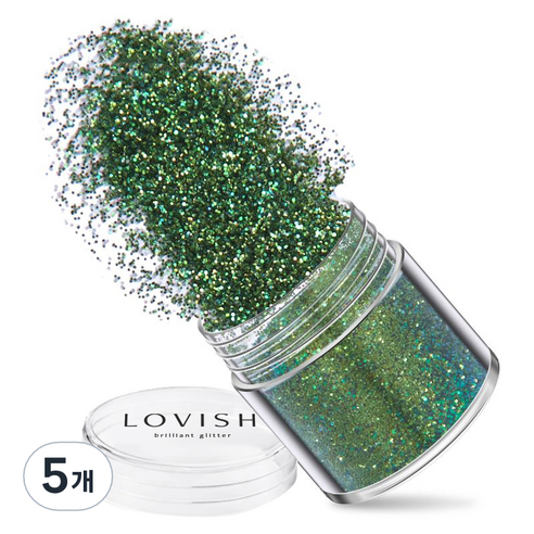 러비쉬 프리미엄 네일 글리터 10g, LVS-011 다크모스그린, 5개