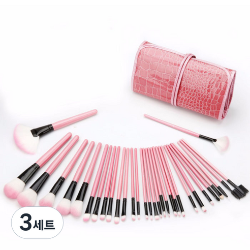 악어 파우치 브러쉬 32종 세트, 핑크, 3세트
