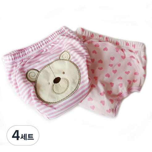 조이멀티 배변훈련팬티 2입, 아기곰D (핑크), 4세트