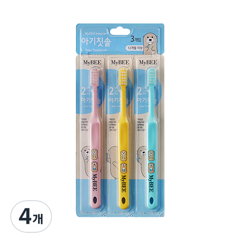 마이비 2단계 유아 칫솔, 랜덤 발송, 3개입, 4개