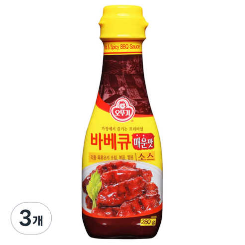 오뚜기 바베큐소스 매운맛, 280g, 3개
