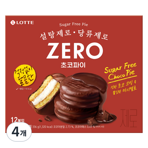롯데제로 초코파이, 336g, 4개