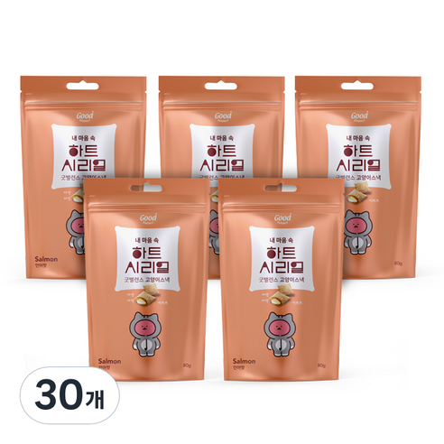 굿밸런스 고양이 하트시리얼 간식 80g, 연어맛, 30개