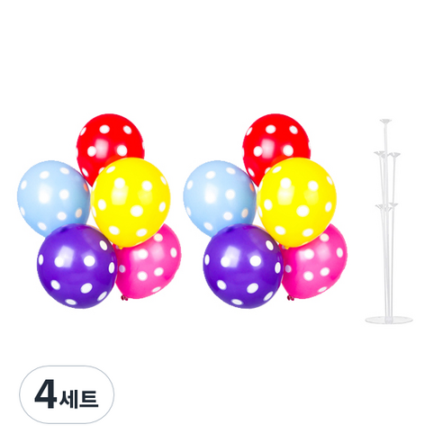 파티쇼 풍선꽂이장식세트 70cm, 도트인쇄(랜덤 발송), 4세트