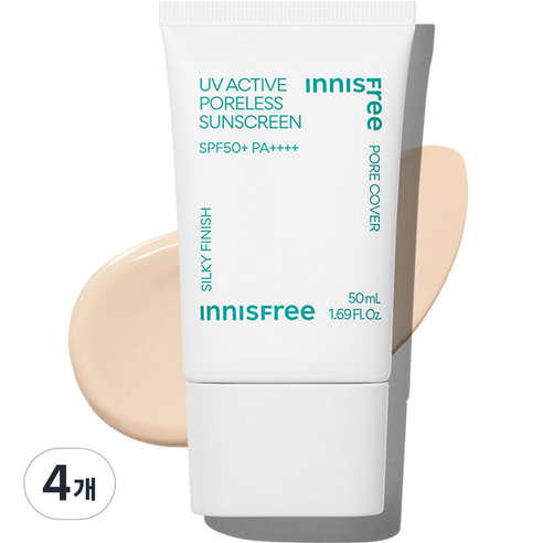 이니스프리 New 유브이 액티브 포어리스 선스크린 SPF50+ PA++++, 50ml, 4개