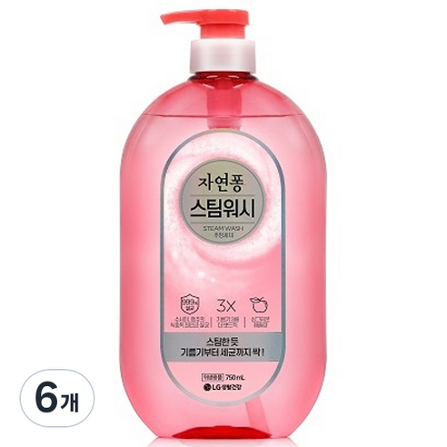 자연퐁 스팀워시 주방세제 용기형 애플향, 750ml, 6개