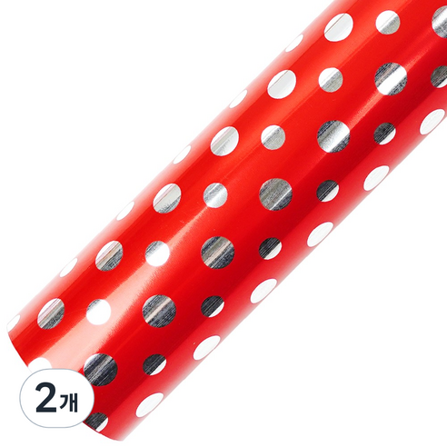코코플러스 더블도트 롤 포장지 53cm x 17m, 레드, 2개