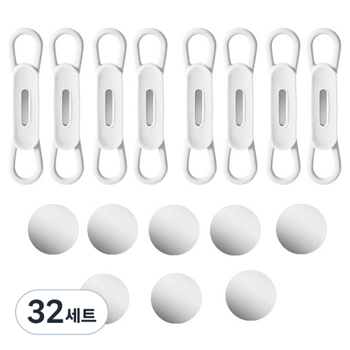 마다꾸미 실리콘 자석 마그네틱 펜 현관 키 홀더 + 자석스티커 세트, 화이트(펜 홀더), 32세트