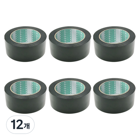 대용량 칼라 박스 테이프 5.5cm x 100m, 블랙, 12개