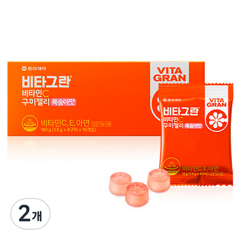 동아제약 비타그란 비타민C 구미젤리 복숭아맛, 180g, 2개
