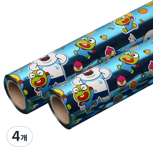 위드 뽀로로 증착롤 포장지 소 26.5cm x 12m, 블루, 4개