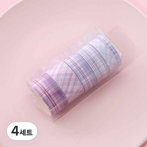해피제이 다꾸 벽꾸미기 파스텔 체크 마스킹테이프 6종 세트, 4세트, 3 퍼플