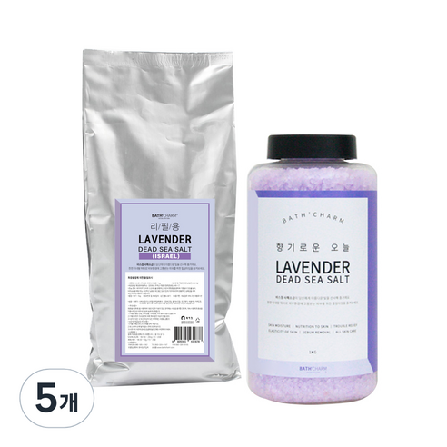 바스참 사해소금 라벤더 리필용, 1kg, 5개