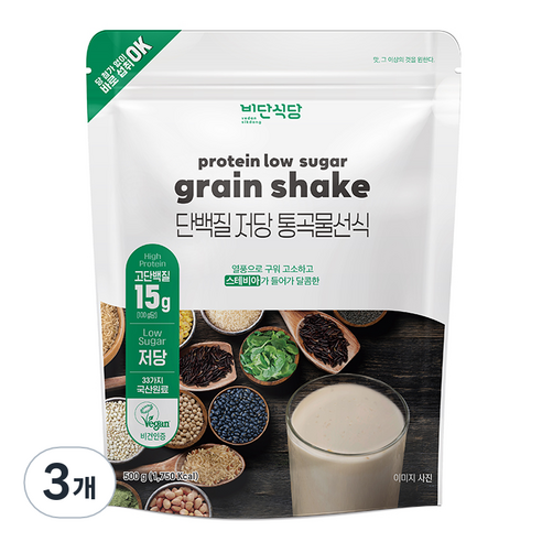 비단식당 단백질 저당 통곡물선식, 3개, 500g