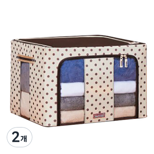 땡땡이도트 간편한정리 리빙박스 24L, 커피, 2개