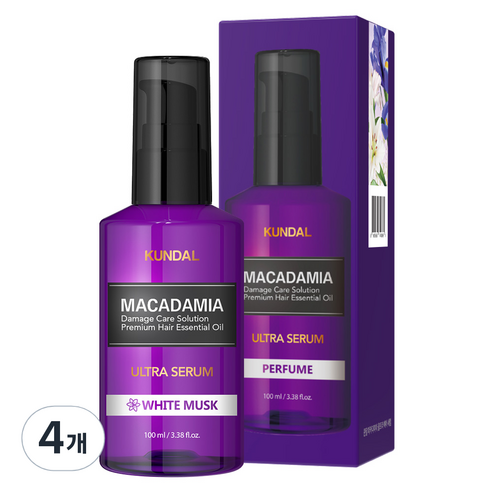 쿤달 울트라 세럼 헤어 에센스 화이트머스크향, 100ml, 4개