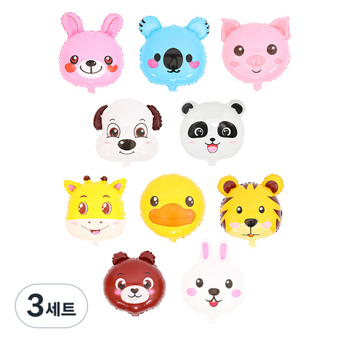 피앤비유니티 동물풍선 10종 세트, 01 동물친구들, 3세트