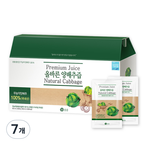 올즙 올바른 양배추즙, 2.7L, 7개