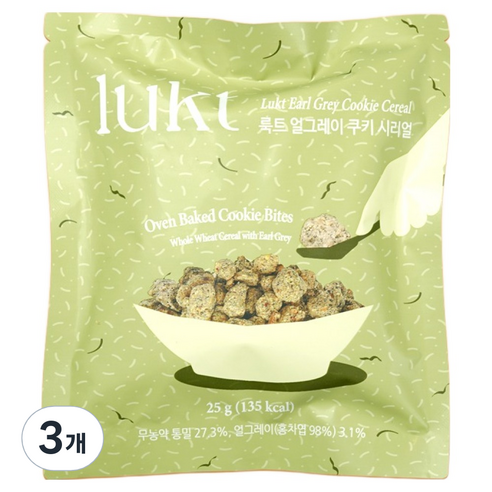 LUKT 얼그레이 쿠키 시리얼, 25g, 3개