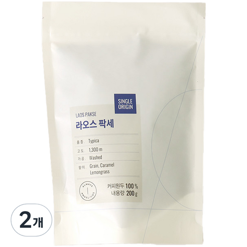 엔제리너스 싱글오리진 라오스 팍세, 프렌치프레스, 200g, 2개