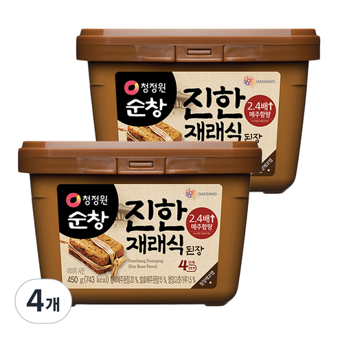 청정원 재래식 집된장 사각, 450g, 4개