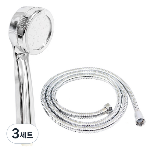 스파온 바람폭풍 파워레이져샤워기 크롬 + 메탈줄 1.5m, 3세트, 크롬,메탈