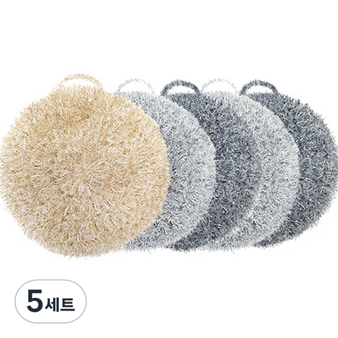 선우랜드 모던한 원형 두겹 아크릴 수세미, 혼합색상, 5개, 5세트