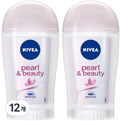 니베아 펄 앤 뷰티 데오드란트 스틱, 40ml, 12개