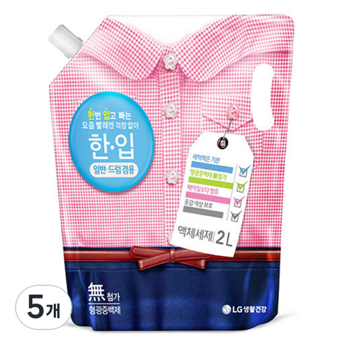 한입 액체세제 일반 / 드럼 겸용 리필, 2L, 5개