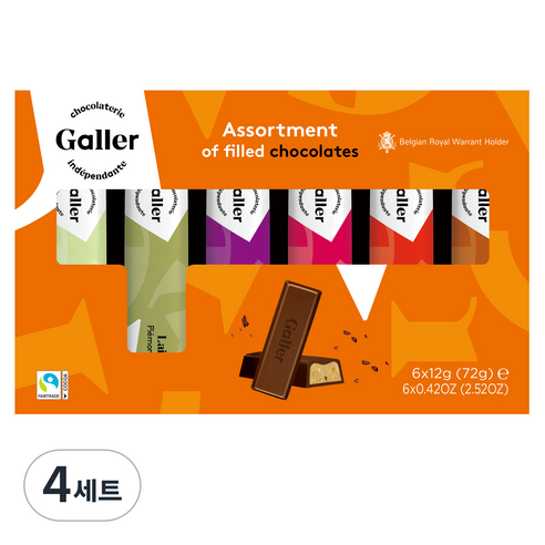 갤러 기프트박스 초콜릿 미니바 6p, 72g, 4세트