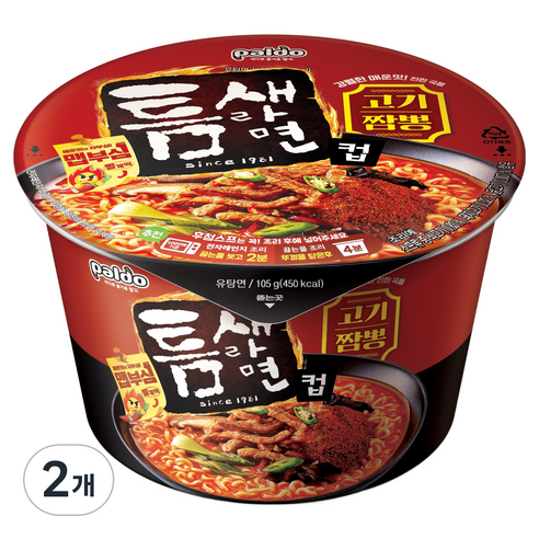 틈새라면 팔도 고기짬뽕 컵라면 105g, 2개