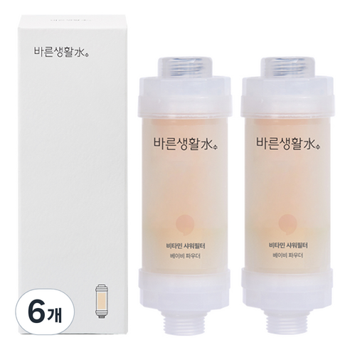 바른생활수 염소 제거 비타민 샤워필터, 6개, 베이비파우더
