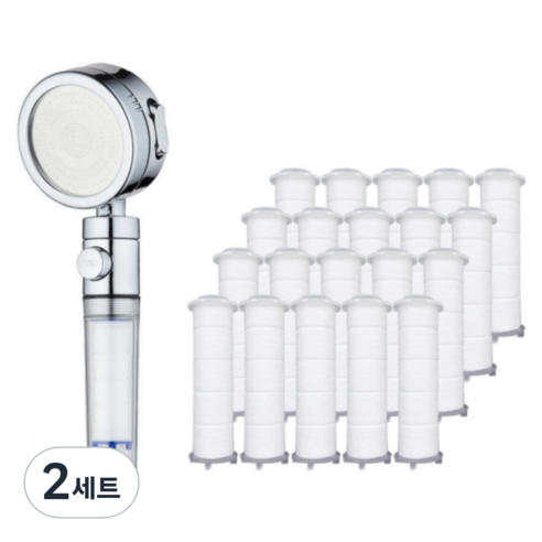 마더센트 온앤오프 필터샤워기 + 리필 필터 20p 세트, 2개, 화이트