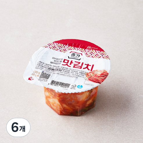 종가 맛김치 미니컵, 130g, 6개