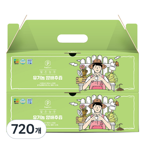 푸릇담 젊은농부 유기농 양배추즙, 720개, 100ml