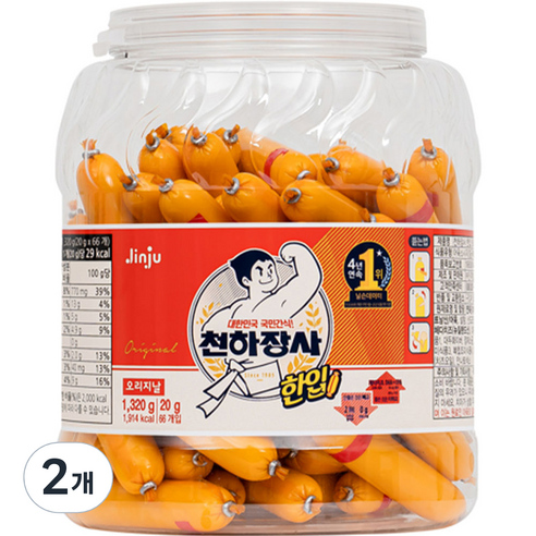 진주햄 천하장사 한입 오리지날 소시지, 1320g, 2개